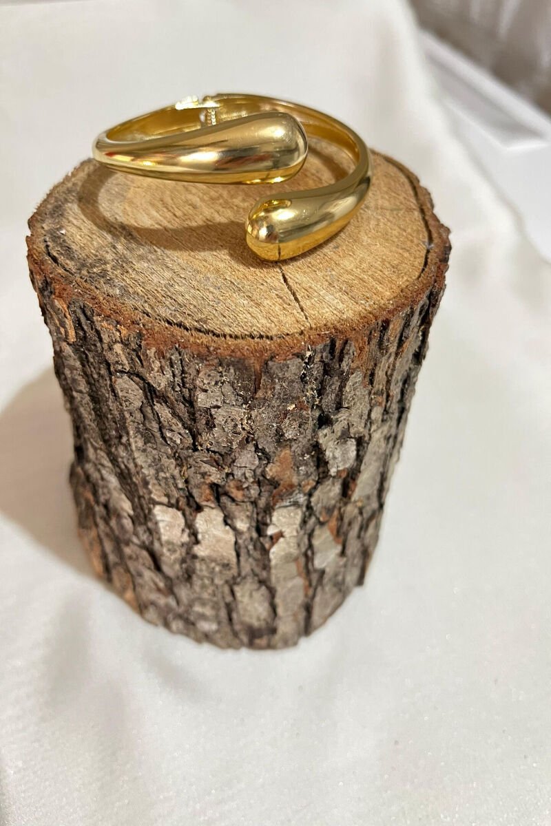 Damla Tasarım Gold Kalın Kelepçe Bileklik