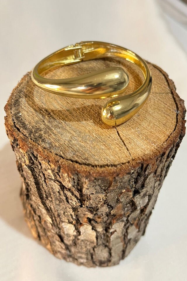 Damla Tasarım Gold Kalın Kelepçe Bileklik