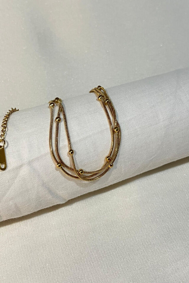 Çelik Dorika Zincir Gold Bileklik