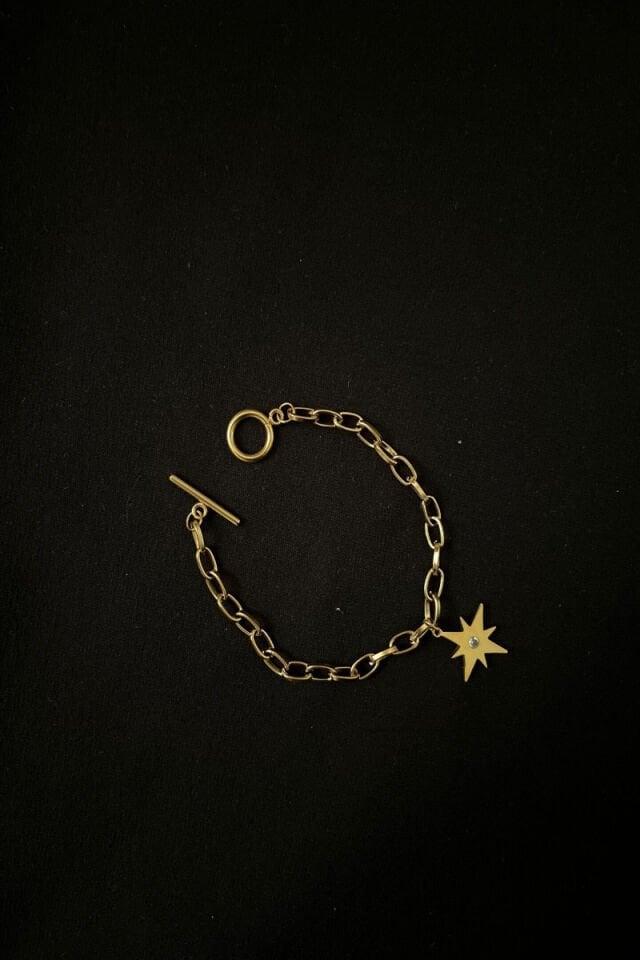 Yıldız Detaylı Zirkon Taşlı Çelik Bileklik