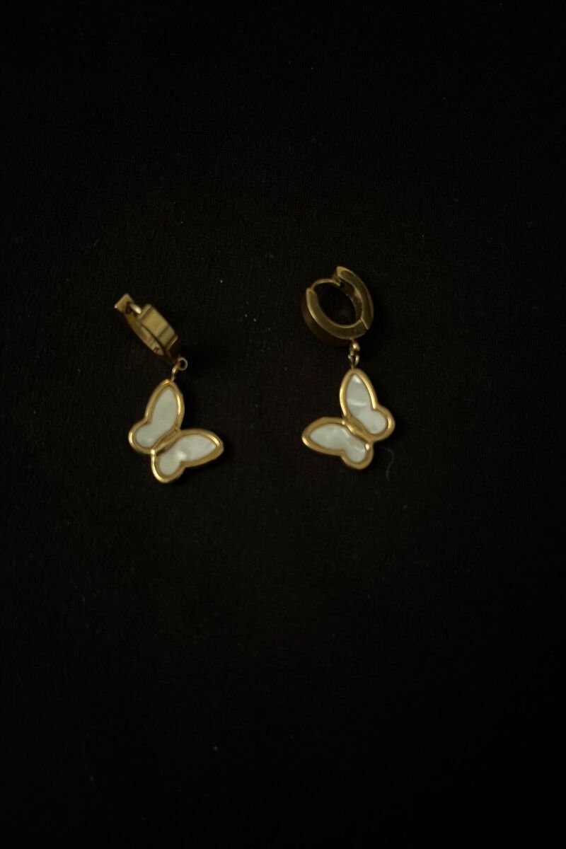 Kelebek Detaylı Lüks Çelik Küpe