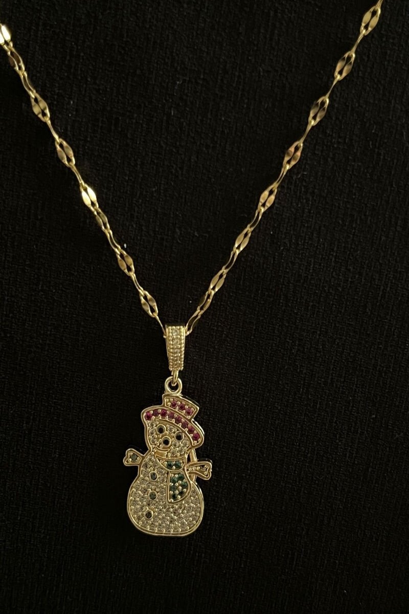 Kardan Adam Figürlü Taşlı Lüks Çelik Kolye