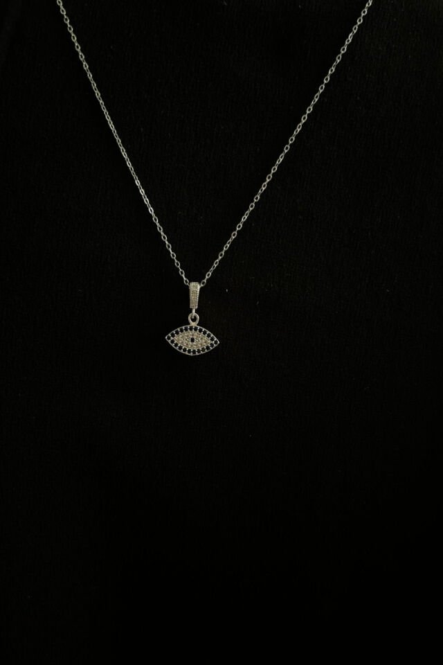 Göz Detaylı Taşlı Çelik Kolye