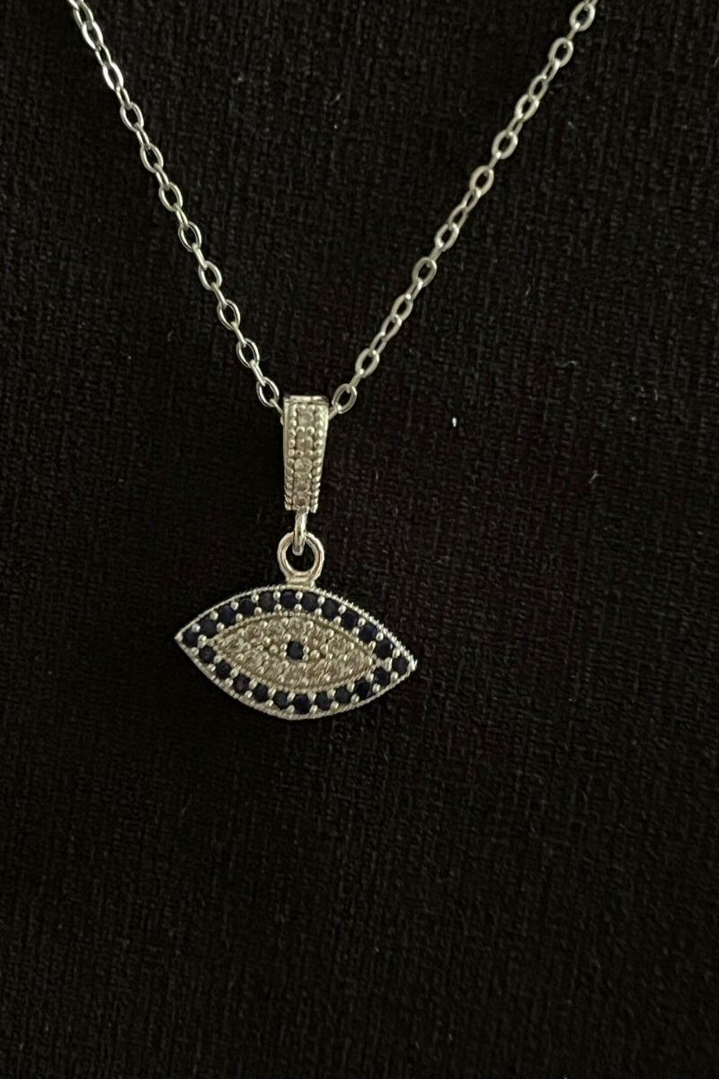 Göz Detaylı Taşlı Çelik Kolye