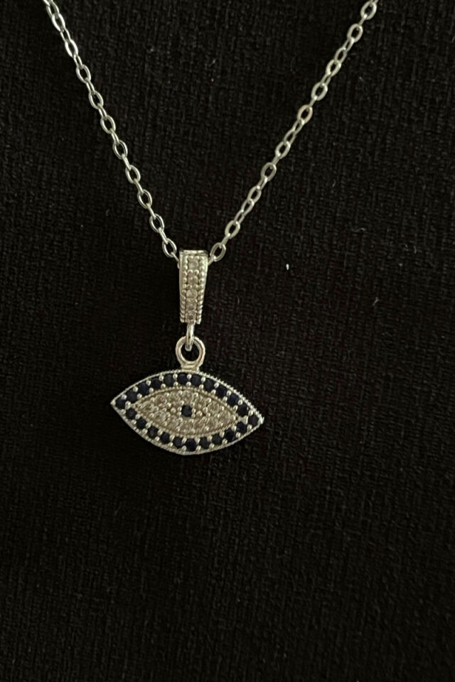 Göz Detaylı Taşlı Çelik Kolye