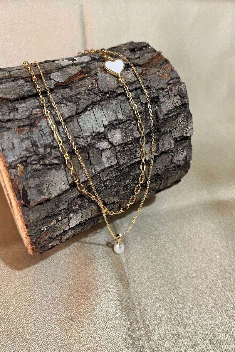 İnci Detaylı 2'li Kolye