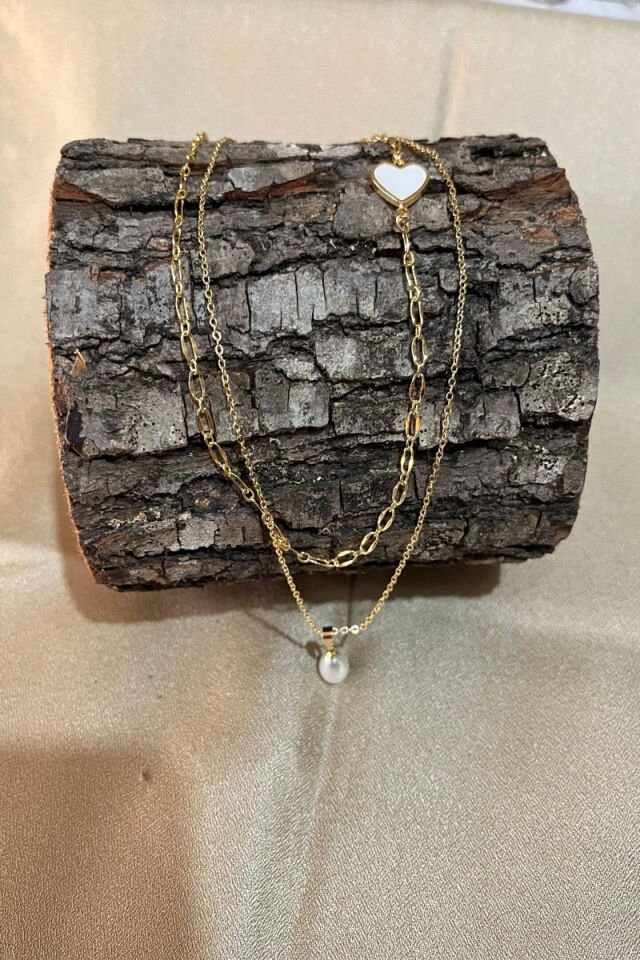 İnci Detaylı 2'li Kolye