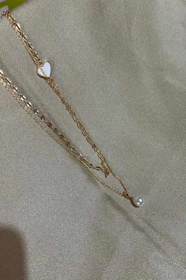 İnci Detaylı 2'li Kolye