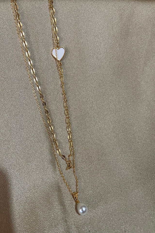 İnci Detaylı 2'li Kolye