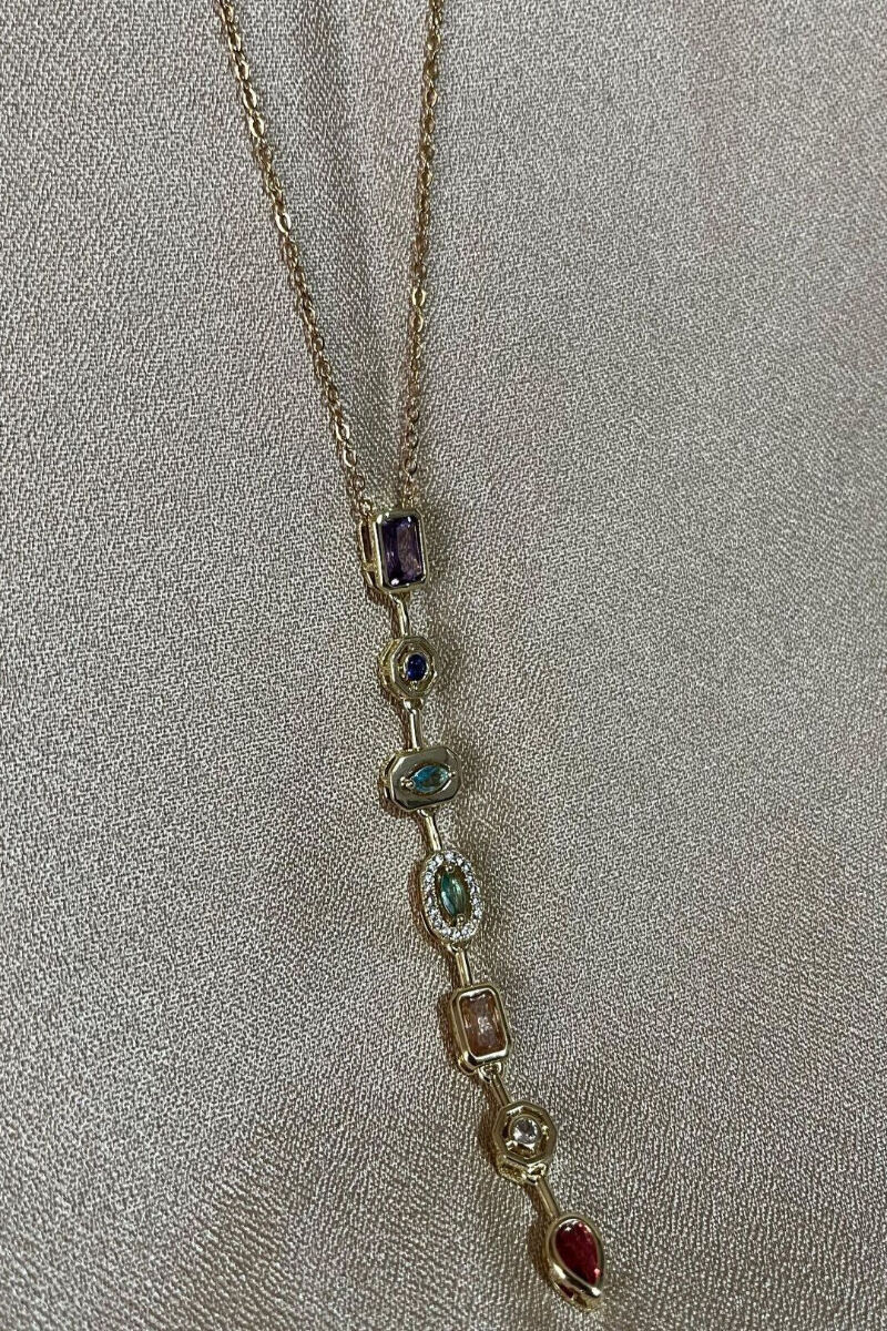 7 Element Zirkon Taşlı Trend Çelik Y Kolye