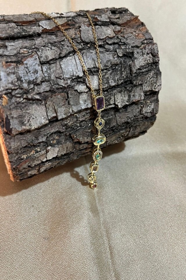 7 Element Zirkon Taşlı Trend Çelik Y Kolye