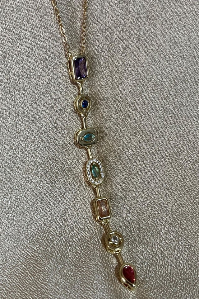 7 Element Zirkon Taşlı Trend Çelik Y Kolye