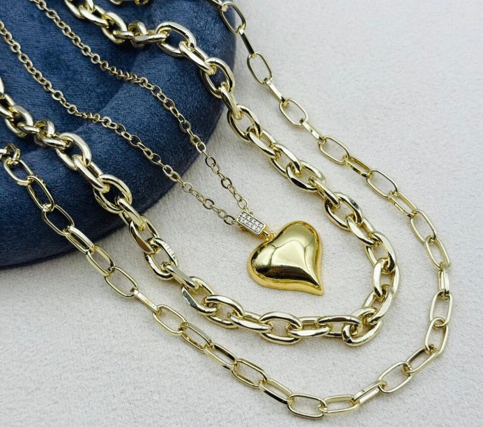 Xuping Model Vip Çelik Kalp 3'lü Set Kolye