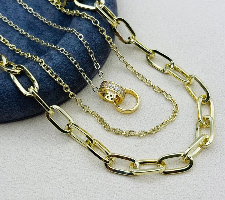 Xuping Model Vip Çelik İçiçe Halka 3'lü Set Kolye