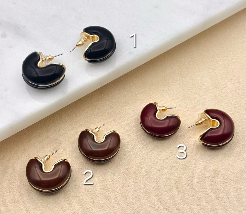 Altın Kaplama Curve Vintage Küpe