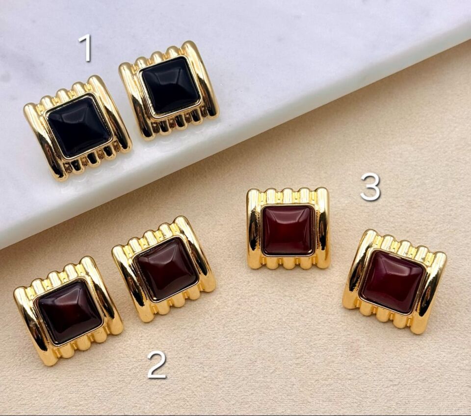 Altın Kaplama Edge Vintage Küpe