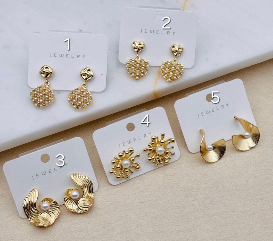 Altın Kaplama İncili Model Küpeler