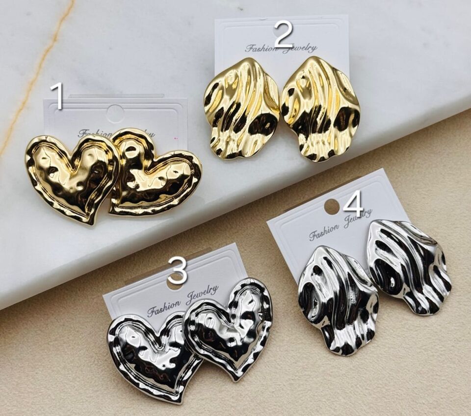 Altın Kaplama Kalp Vintage Küpeler