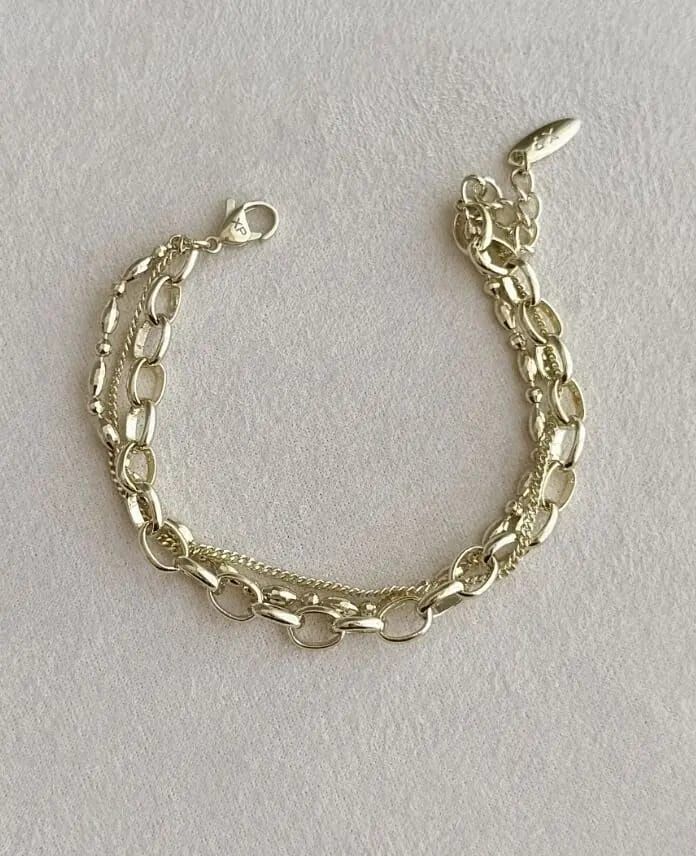 Xuping 14K Altın Kaplama 3'lü Zincir Çelik Bileklik 17+3cm